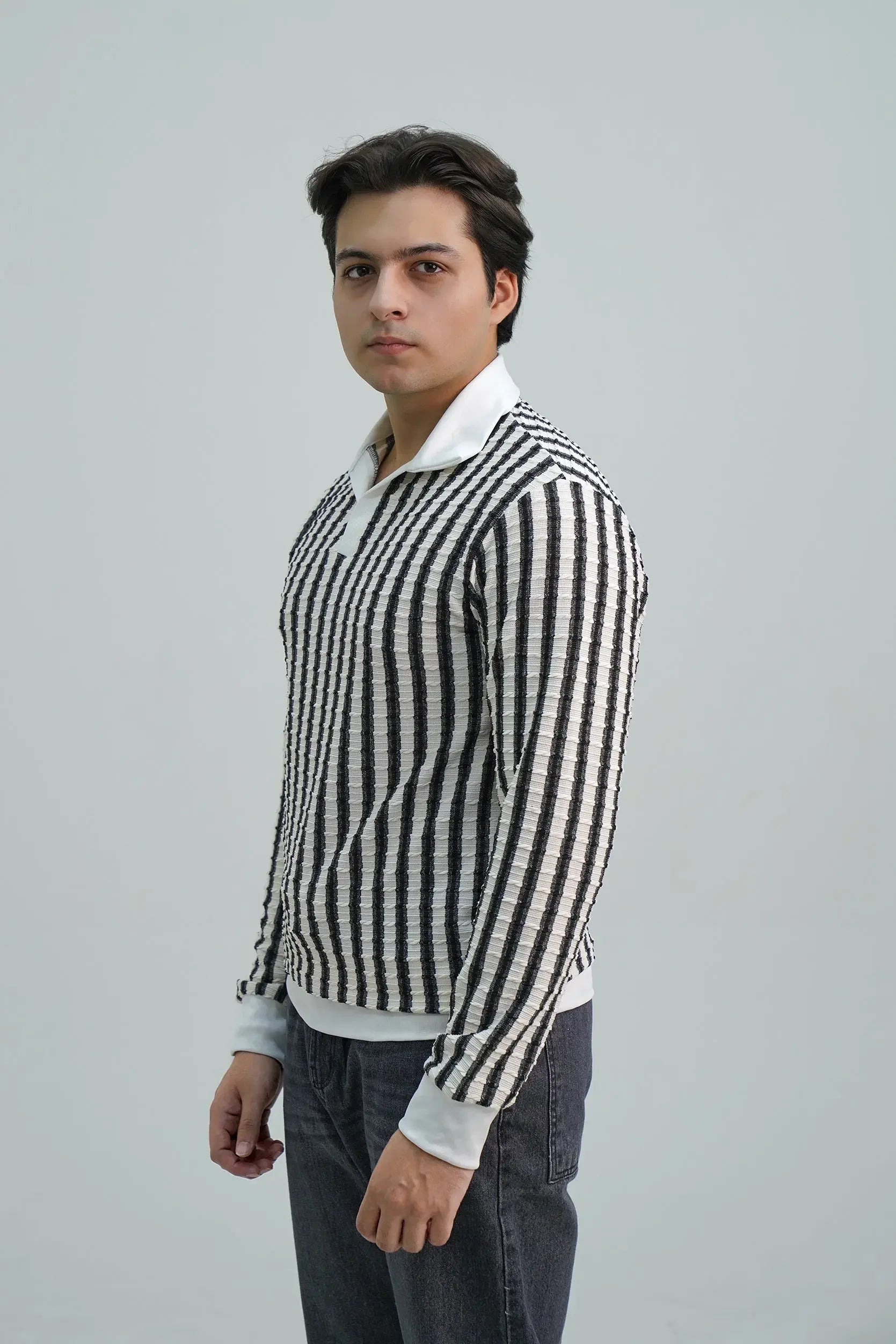 Shirt Black & Off-White Stripes - Pasand Hai