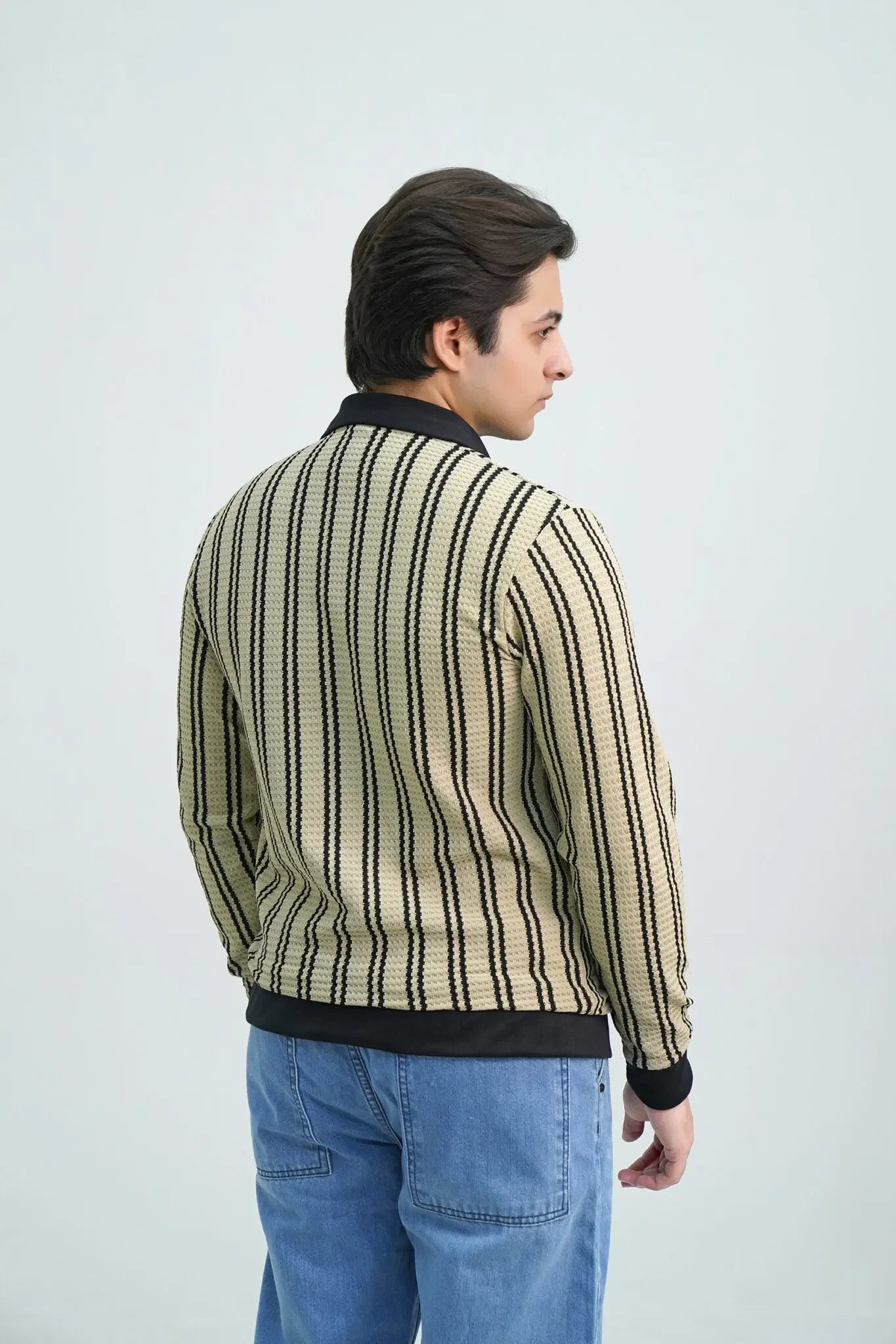 Shirt Beige & Black Stripes - Pasand Hai