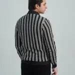 Pair Pent Pure Black Shirt Black with White Stripes - Pasand Hai