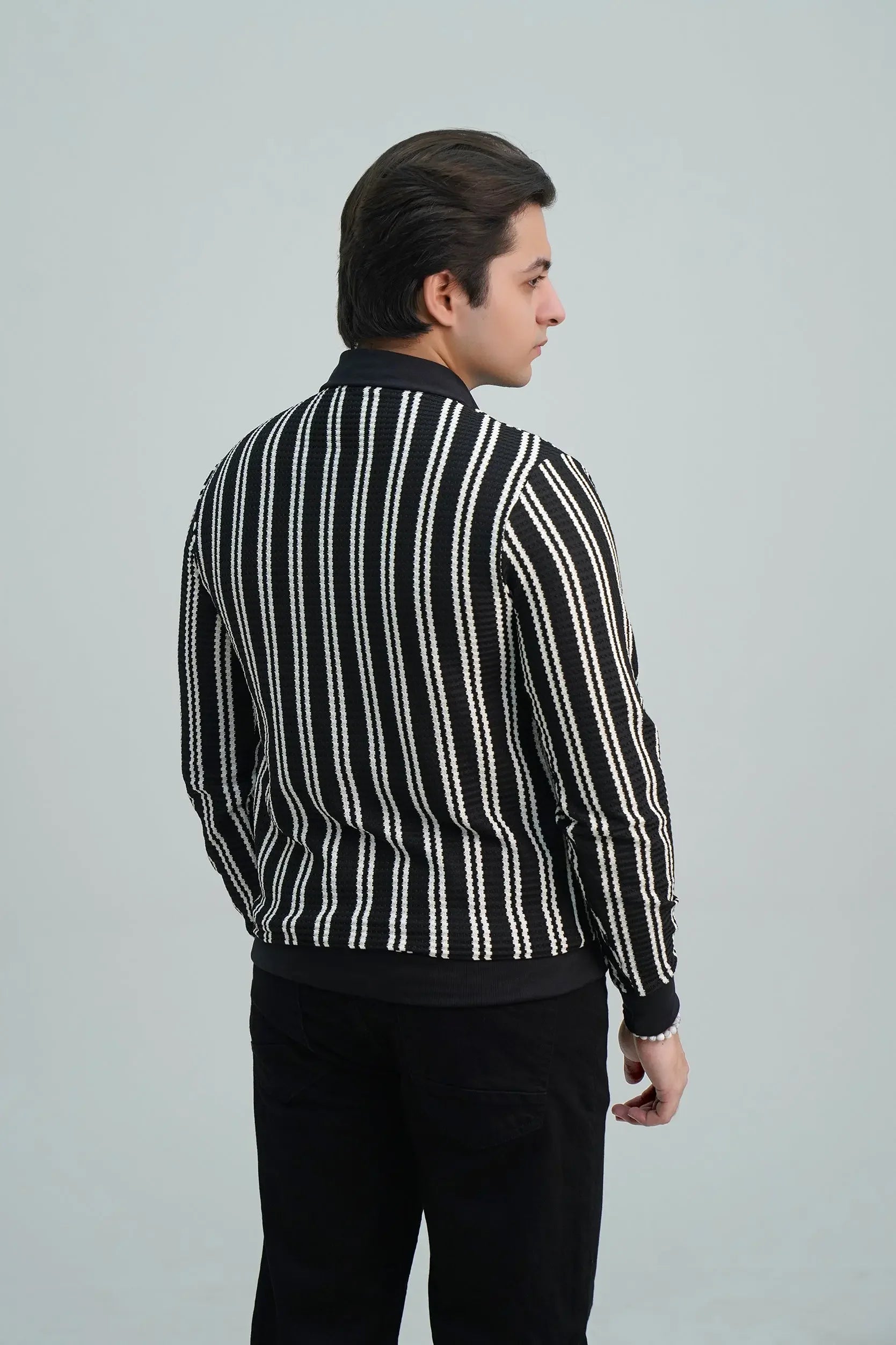 Shirt Black with White Stripes - Pasand Hai