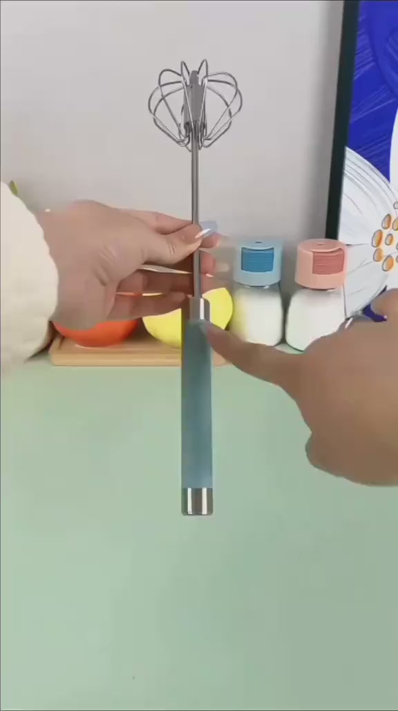 Hand Push Beater for Egg, Milk & Coffee – 12" Stainless Steel